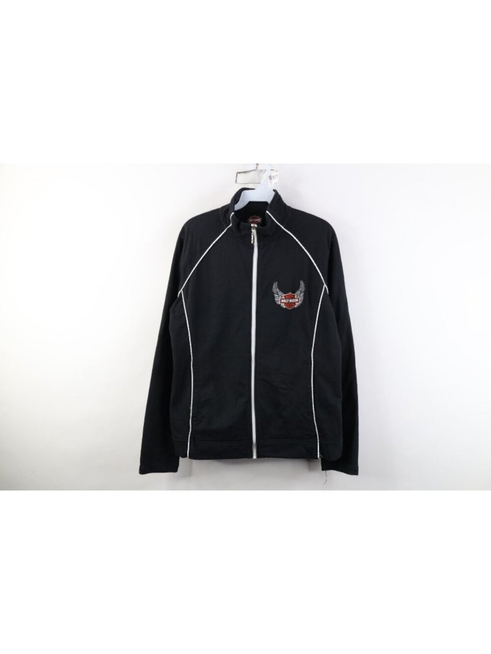 Vintage Y2K Harley Davidson Womens Large Faded Spell Out Motorcycle Zip Jacket